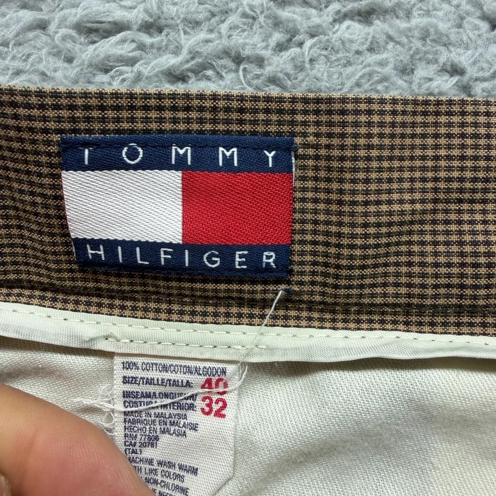 Vintage Tommy Hilfiger Pant Mens 38x31 Brown Cotton Dress Straight Formal Career